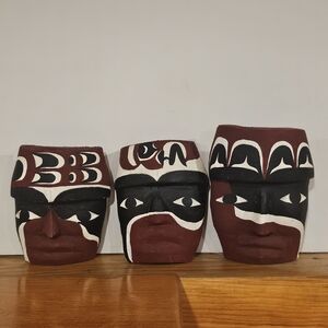 Set of 3 Hand Carved First Nations Masks